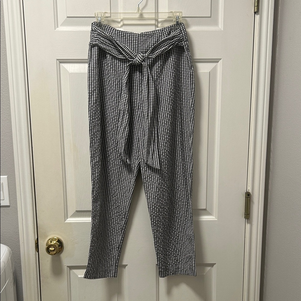 Free People West Side Tie Gingham Crop/Ankle Pants Size 8
